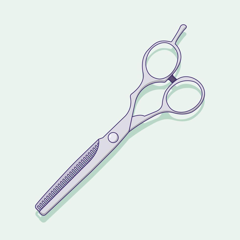 ilustración de icono de vector de tijeras de corte de pelo con contorno para elemento de diseño, imágenes prediseñadas, web, página de inicio, pegatina, banner. estilo de dibujos animados plana