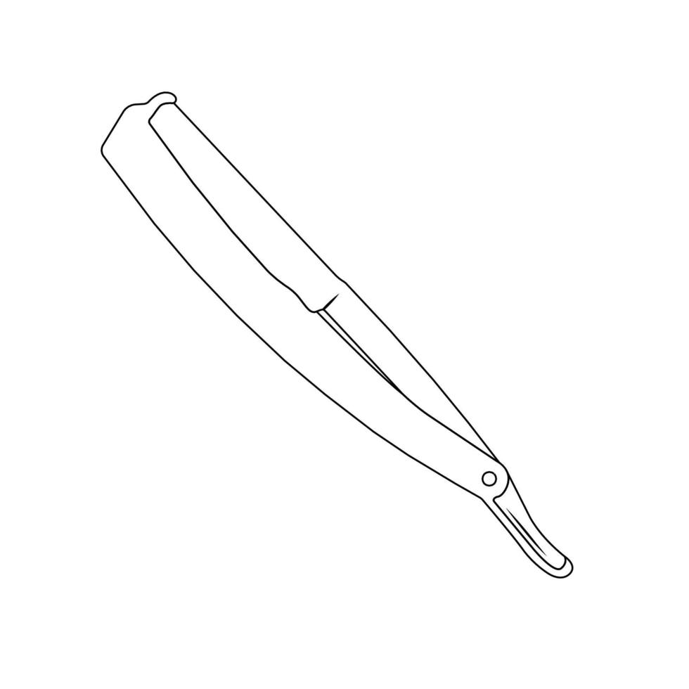 Straight Razor Outline Icon Illustration on White Background vector