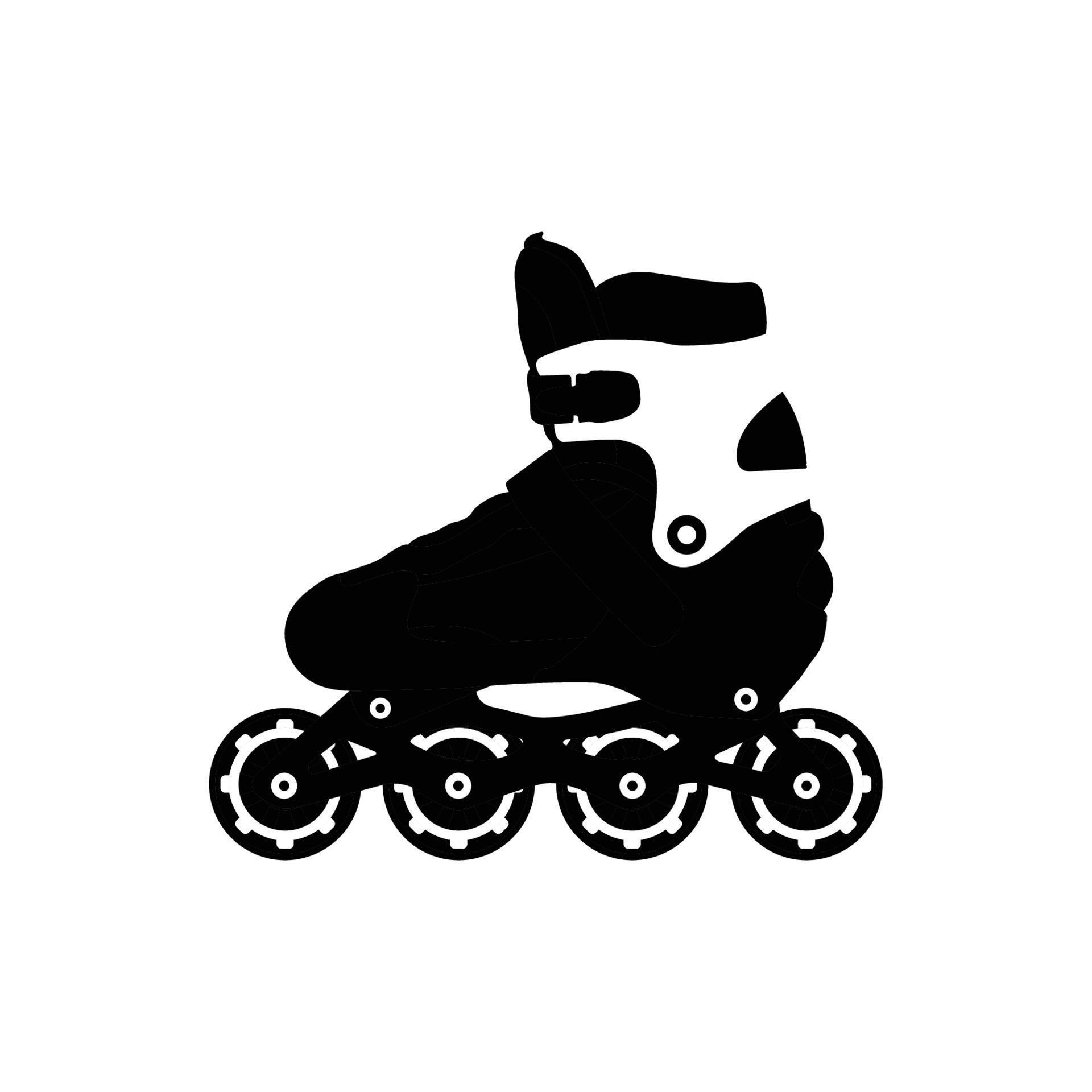 Roller Skates Black and White Icon Design Element on Isolated White