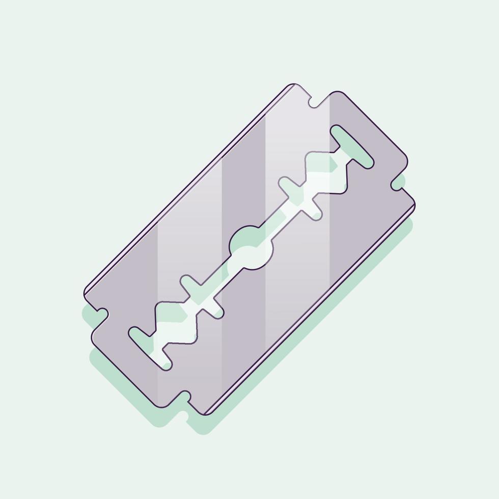 Double Edge Razor Blade Vector Icon Illustration. Shaving Tools Vector. Flat Cartoon Style Suitable for Web Landing Page, Banner, Flyer, Sticker, Wallpaper, Background