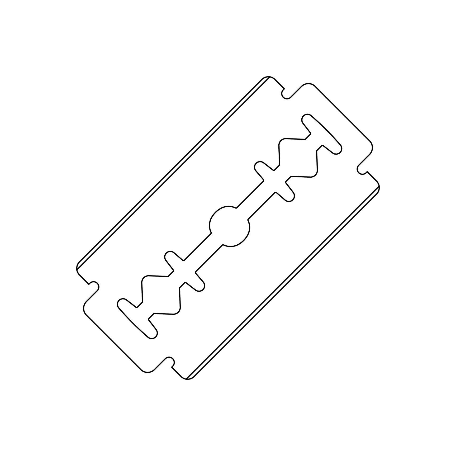 Double Edge Razor Blade Outline Icon Illustration on White Background
