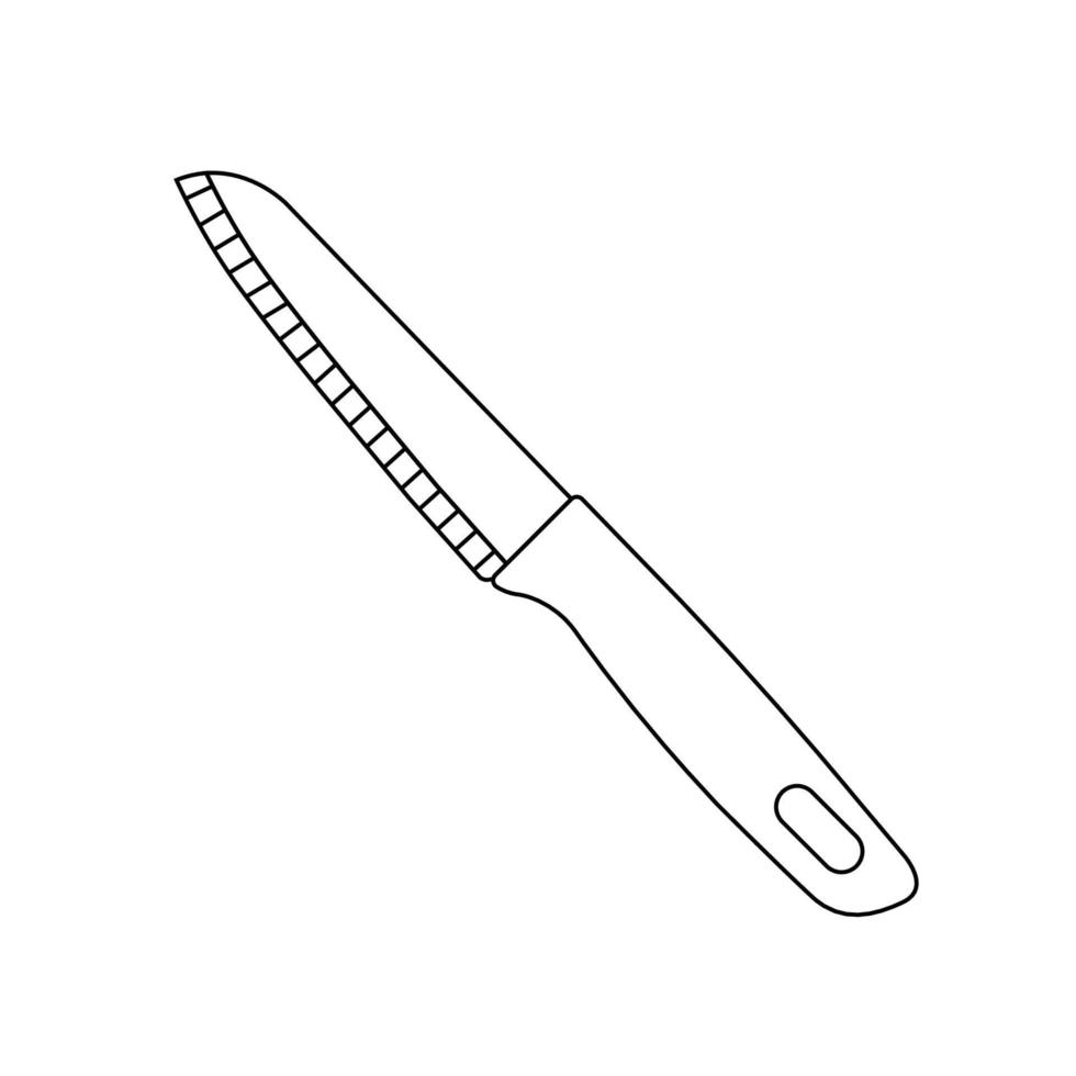 ilustración de icono de contorno de cuchillo de cocina sobre fondo blanco vector