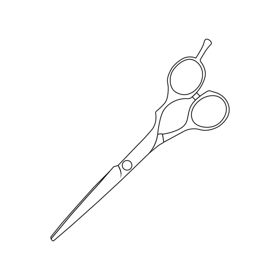 ilustración de icono de contorno de tijeras de corte de pelo sobre fondo blanco vector