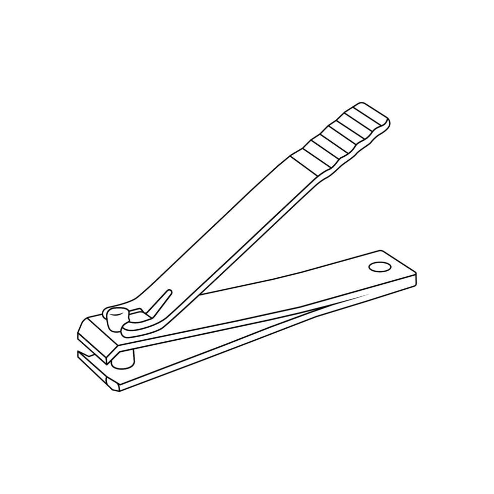 ilustración de icono de contorno de cortauñas sobre fondo blanco vector