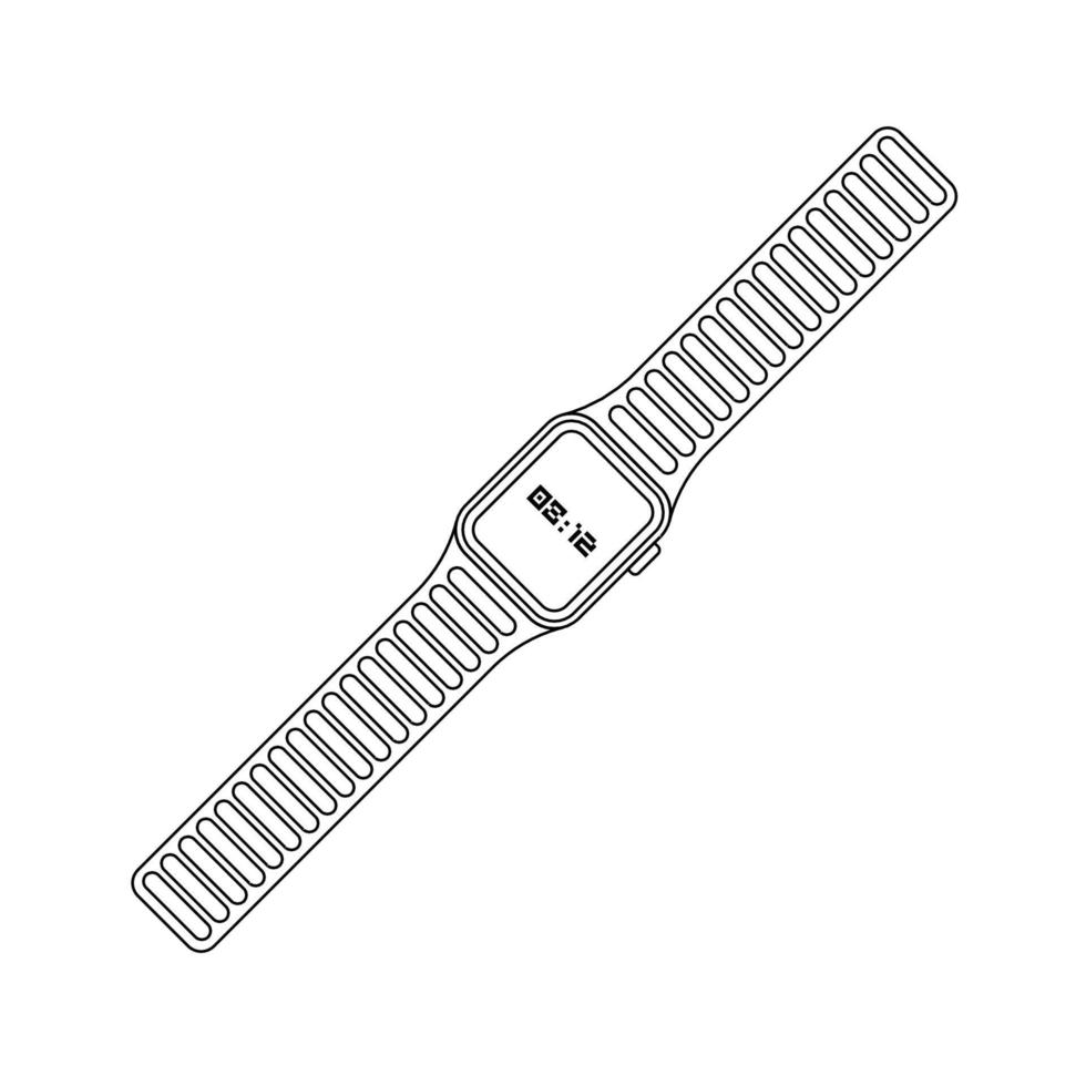 ilustración de icono de contorno de reloj inteligente sobre fondo blanco aislado adecuado para moda, accesorios, icono de reloj de pulsera vector