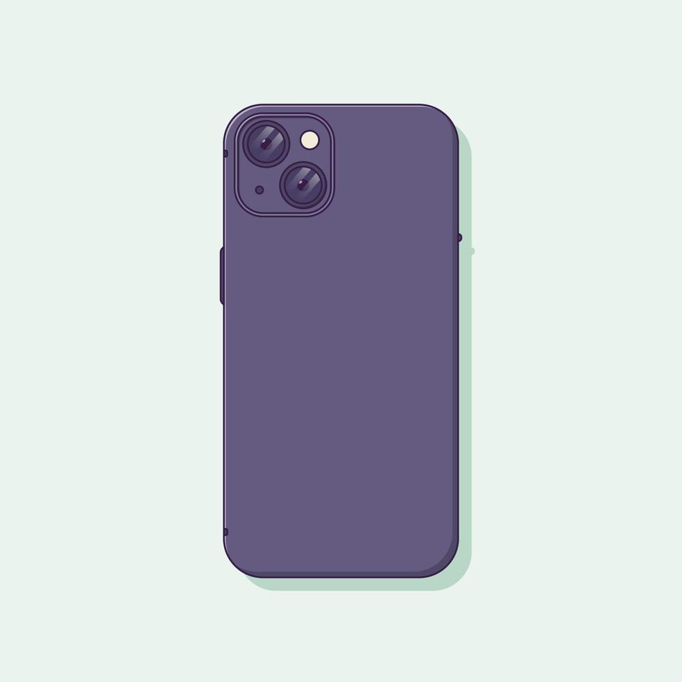 Back Side of Smartphone with Two Cameras Vector Icon Illustration. Mobile Phone Vector. Flat Cartoon Style Suitable for Web Landing Page, Banner, Flyer, Sticker, Wallpaper, Background