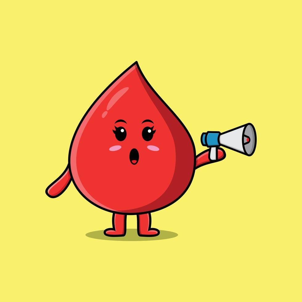 Cute Cartoon blood drop speak with megaphone vector