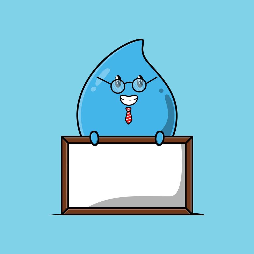 cartoon water drop teacher with big whiteboard vector