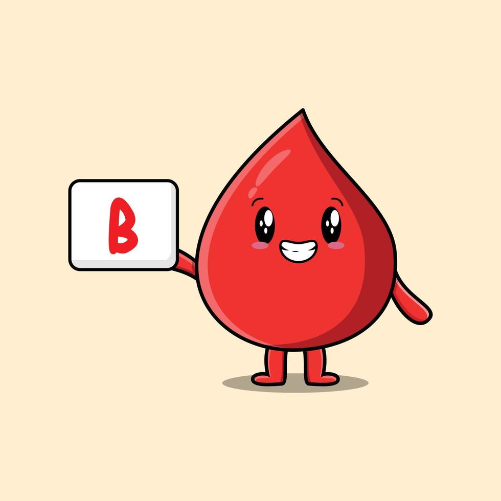 Cartoon red drops with blood type sign in hands vector