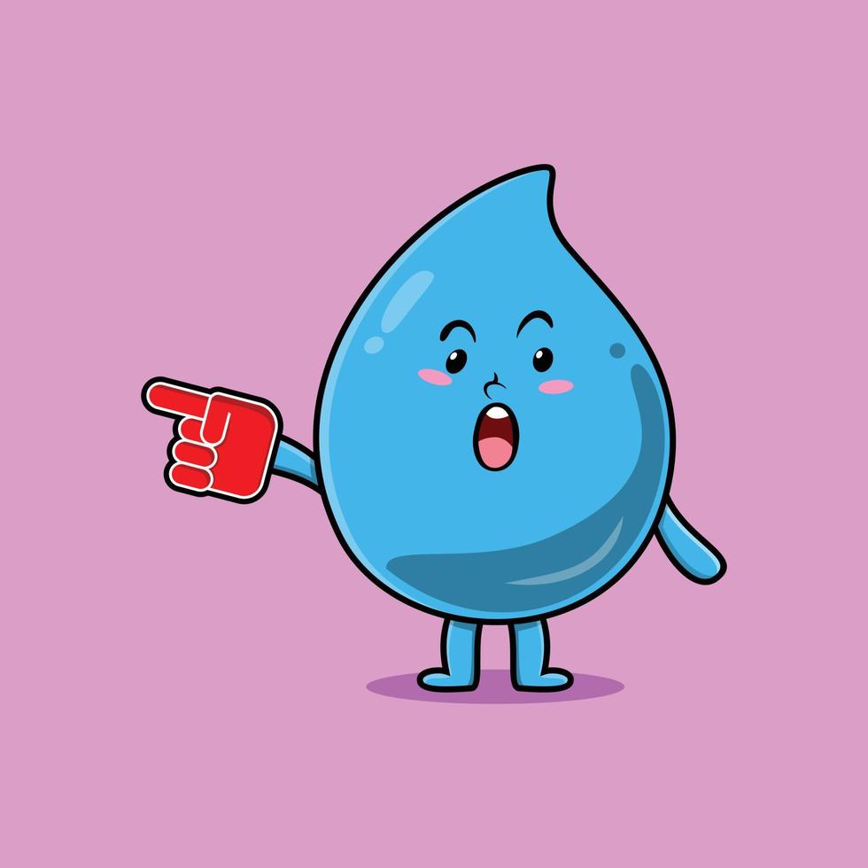 Cute Cartoon Water drop with foam finger glove vector