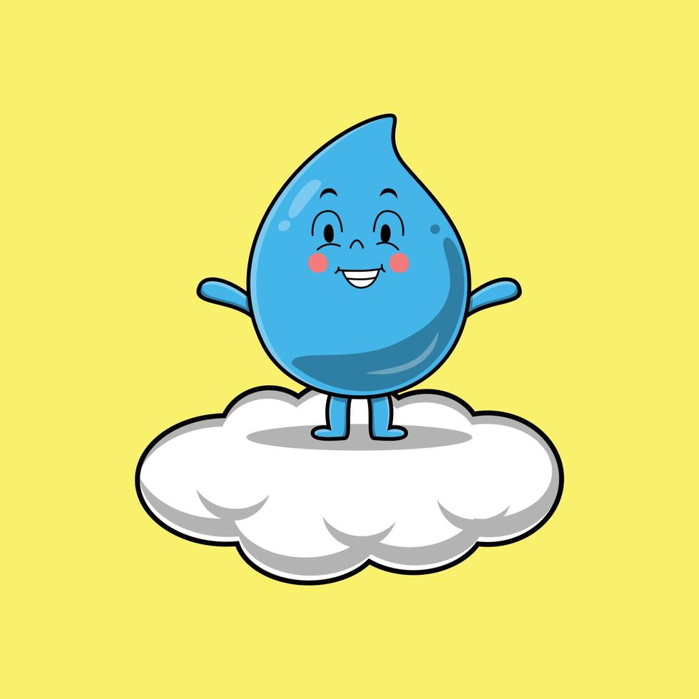 cartoon water drop character standing in cloud vector