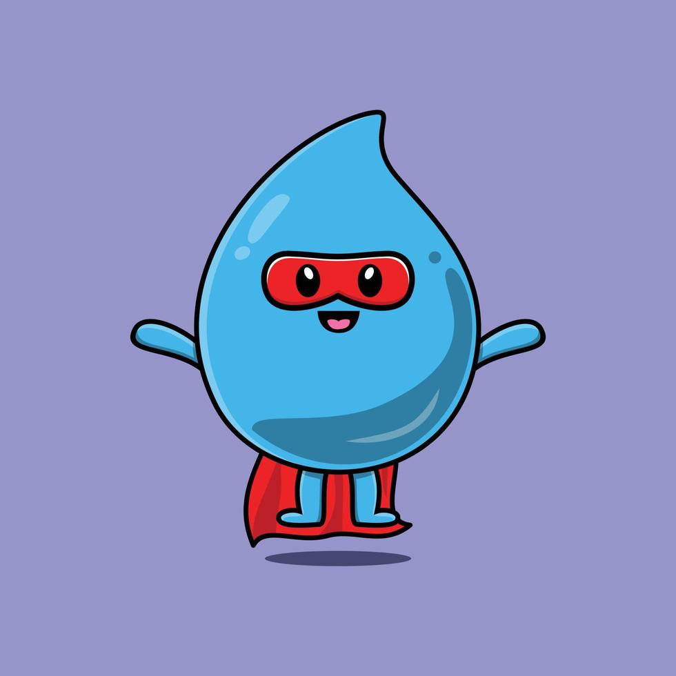 linda gota de agua superhéroe desollando ilustración vector