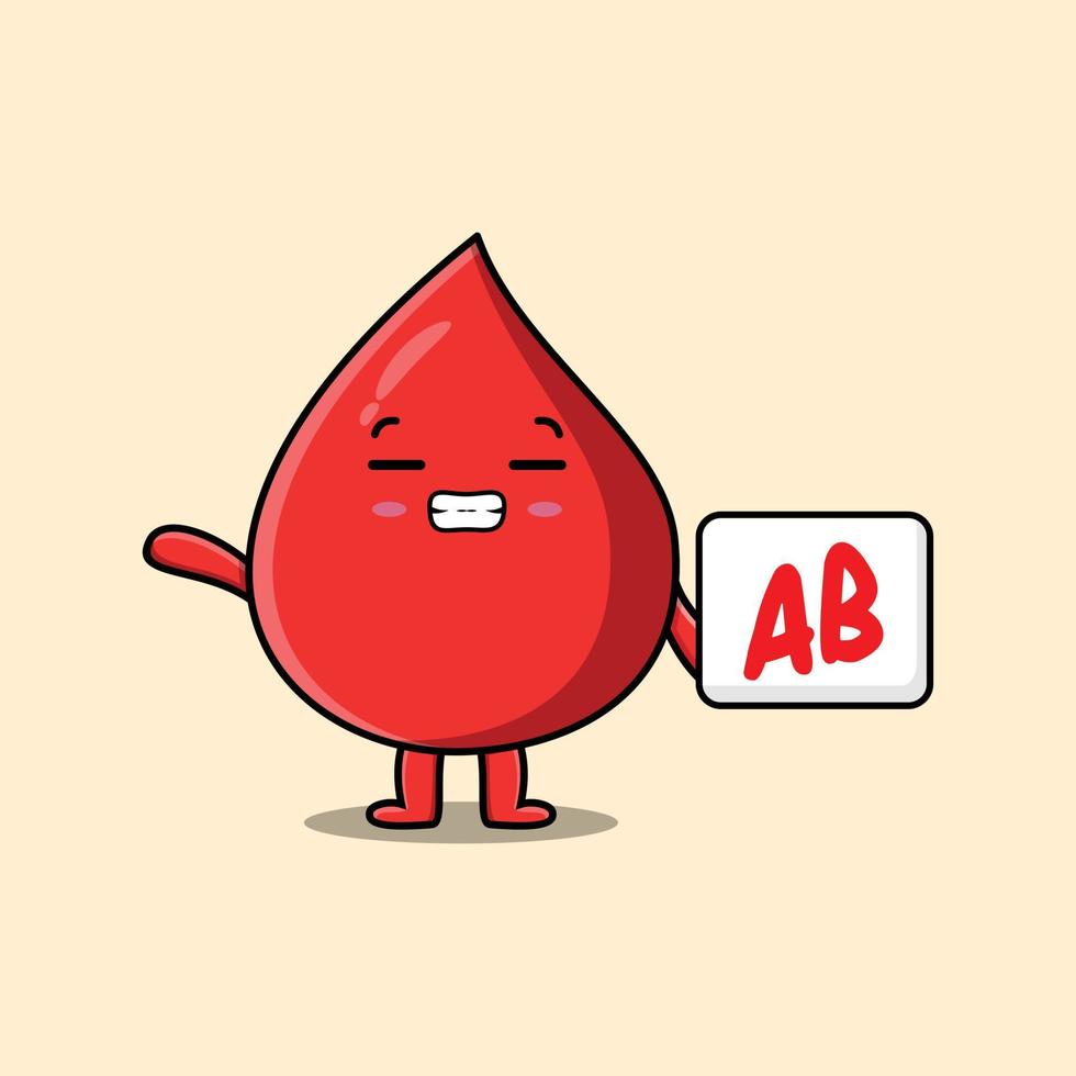Cartoon red drops with blood type sign in hands vector