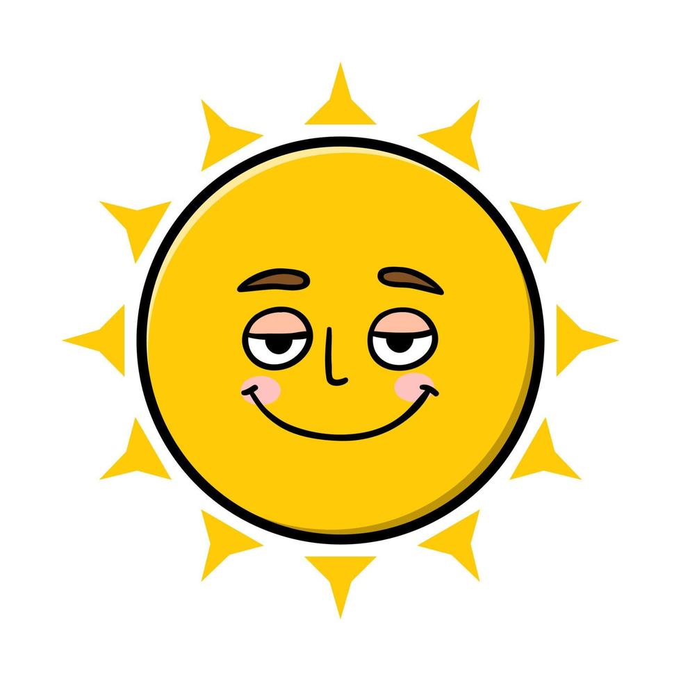 Set collection cute sun emoticon cartoon icon illustration design isolated flat cartoons style vector