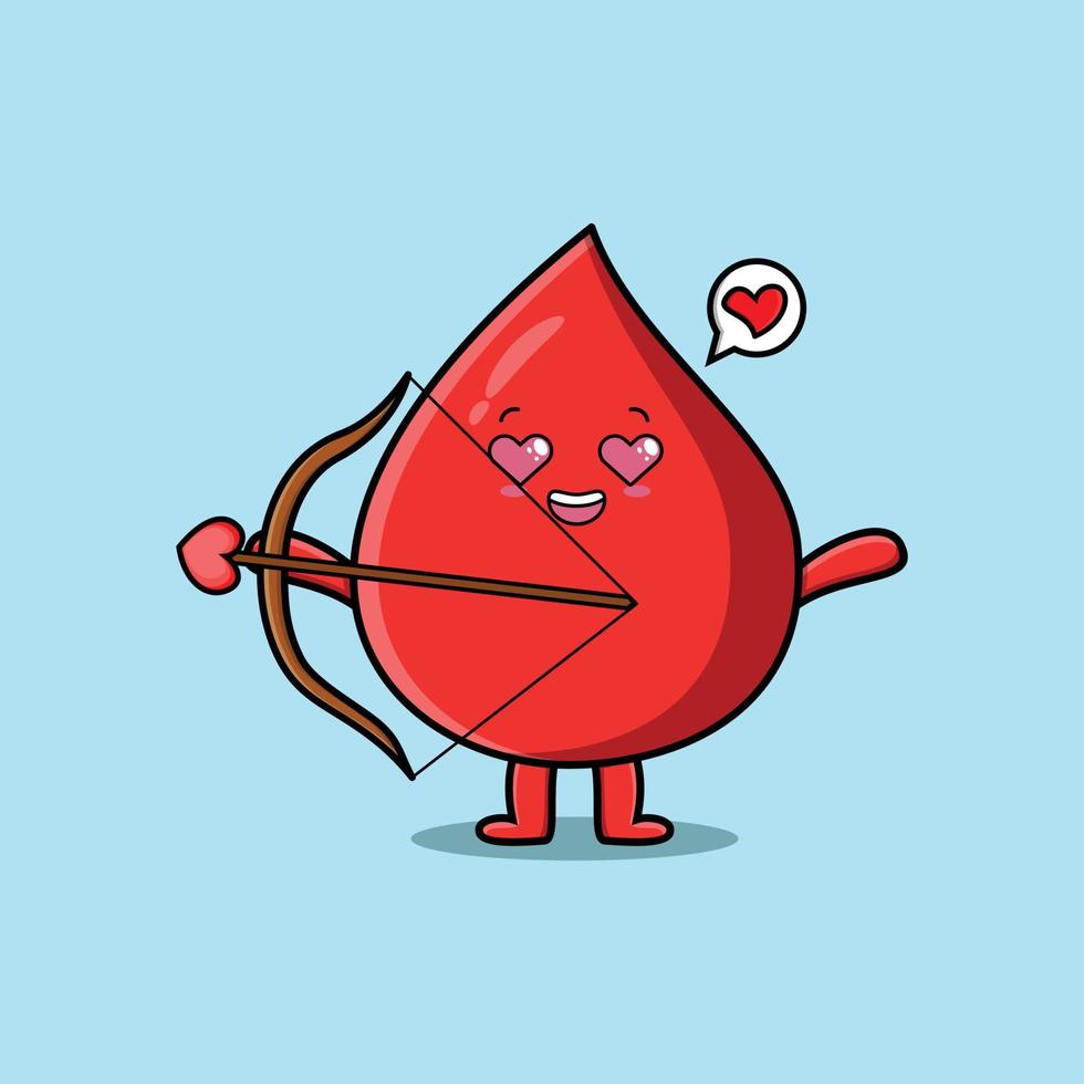 Cute cartoon mascot romantic cupid blood drop vector