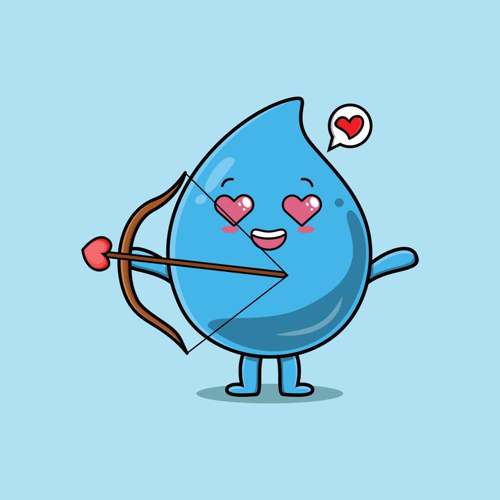 cartoon romantic cupid water drop with love arrow vector