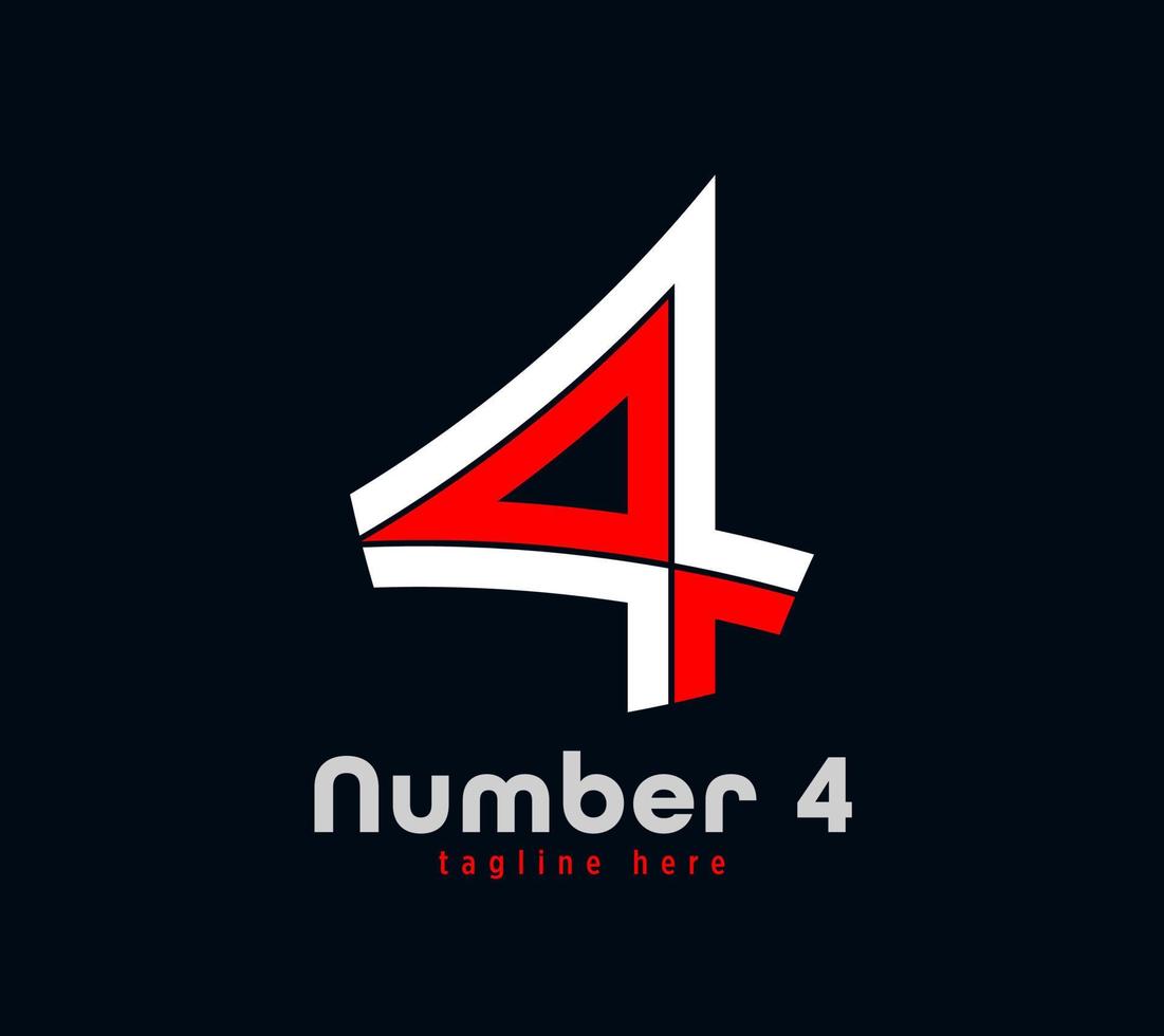 Number 4 logo design. Linear unique special letter series. Creative minimal design template vector illustration