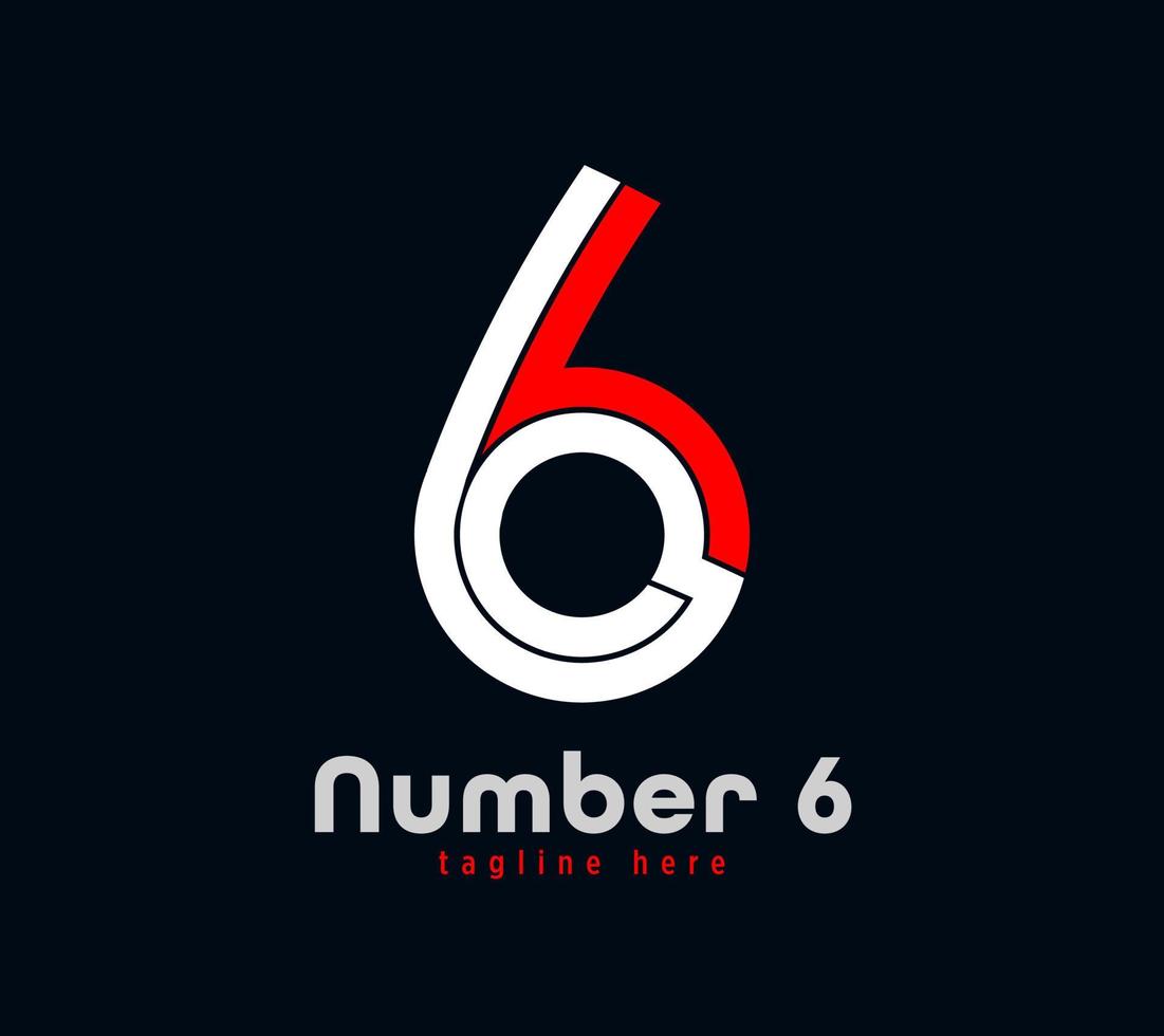 Number 6 logo design. Linear unique special letter series. Creative minimal design template vector illustration