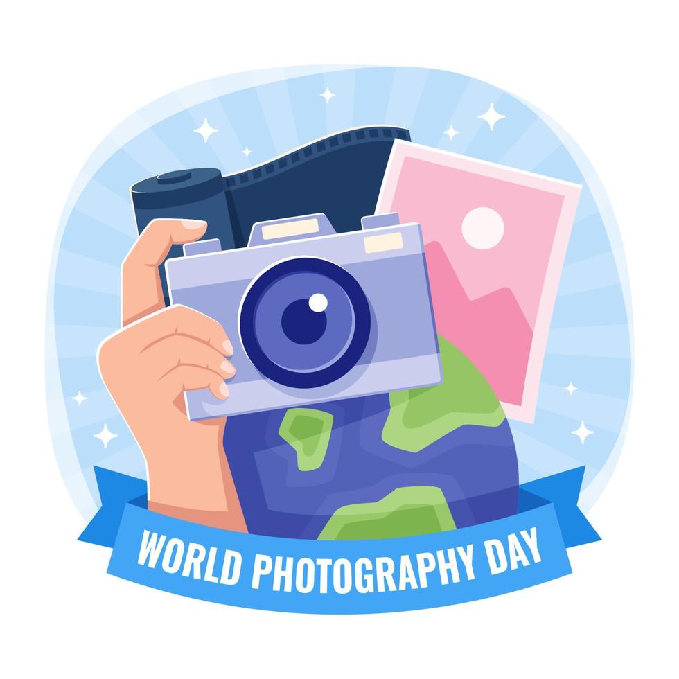 Taking Picture in Photography Day Event Celebration vector