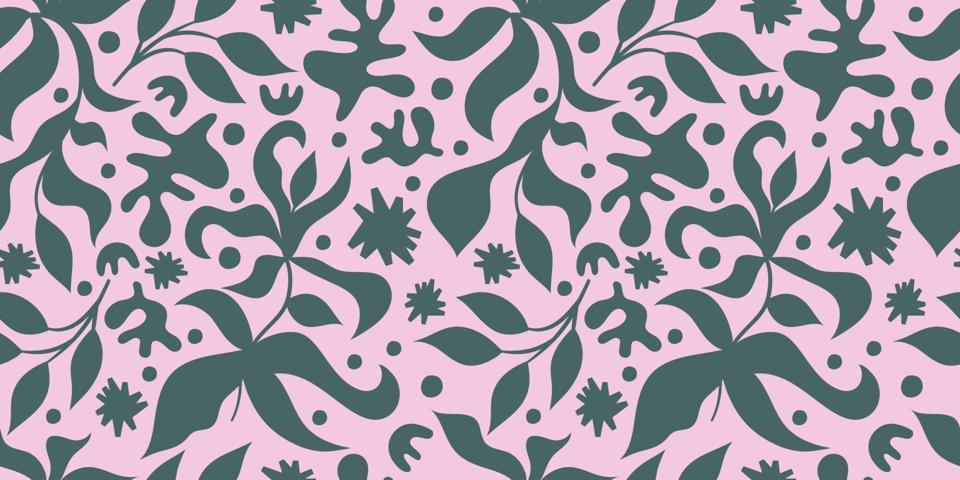 Bright matisse shape seamless floral pattern Flat vector illustration. Bright seamless pattern. Abstract matisse shape for decoration design.