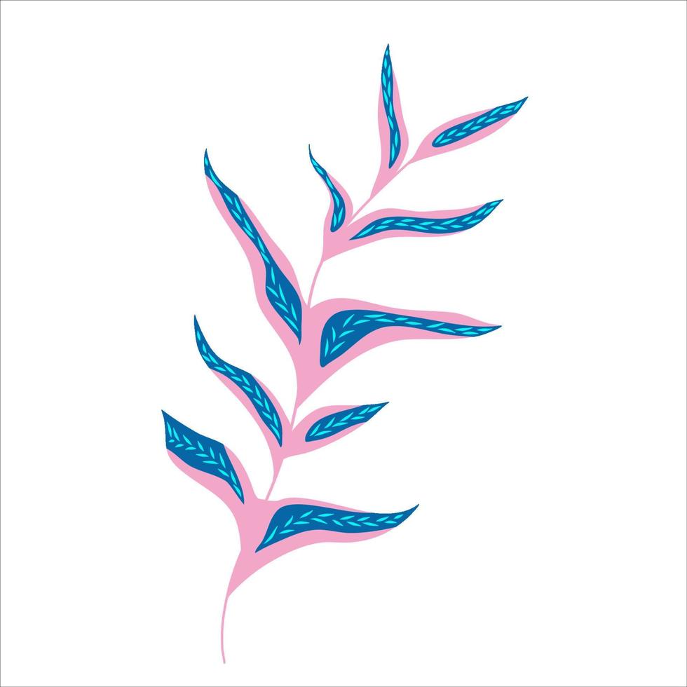 Neon floral isolated for textile design. neon jungle in blue, pink and purple color. Modern exotic design. Bright botanical summer motif vector