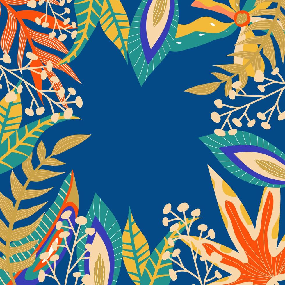 Abstract aesthetic background boho jungle with tropical leaves. Boho jungle in modern style. Ethnic leaf floral background art. Contemporary hand drawn flat design. Abstract tropical art vector