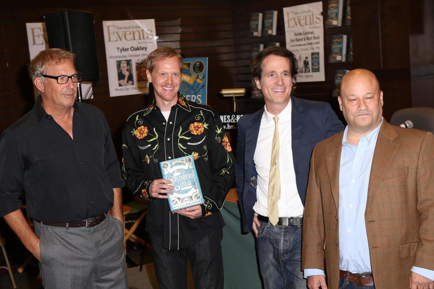 LOS ANGELES, OCT 247 -  Kevin Costner, Rick Ross, unknown at the Kevin Costner Signs The Explorers Guild - Volume One at the Barnes and Noble on October 247, 2015 in Los Angeles, CA photo