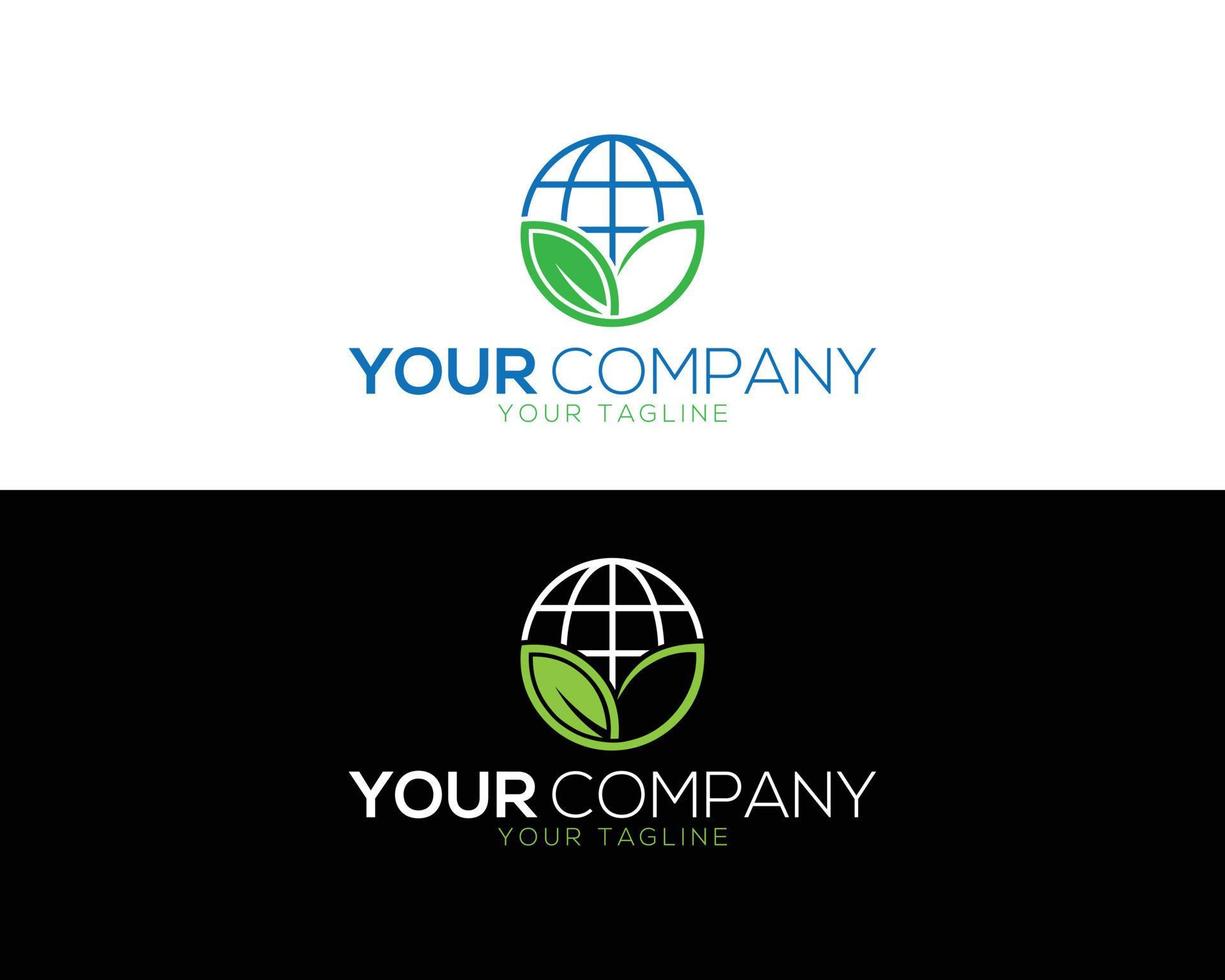 Green Globe World And Eco World Logo Icon Design Vector Template.