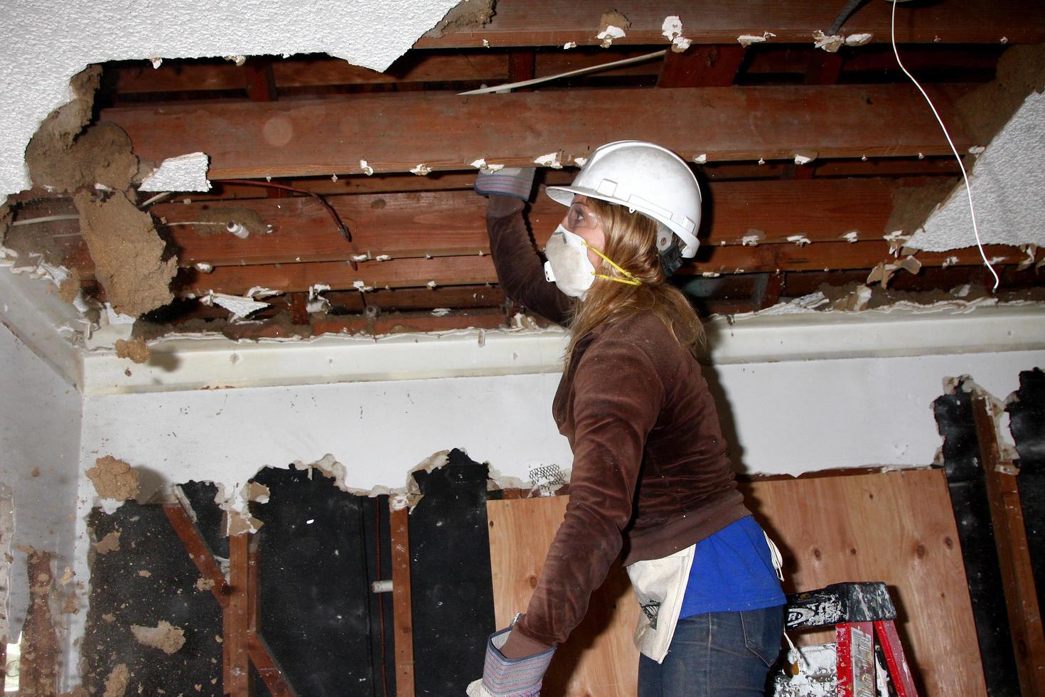 LOS ANGELES, FEB 9 -  Kelly Sullivan demolishing a ceiling at the 4th General Hospital Habitat for Humanity Fan Build Day at the 191 E  Marker Street on February 9, 2013 in Long Beach, CA photo