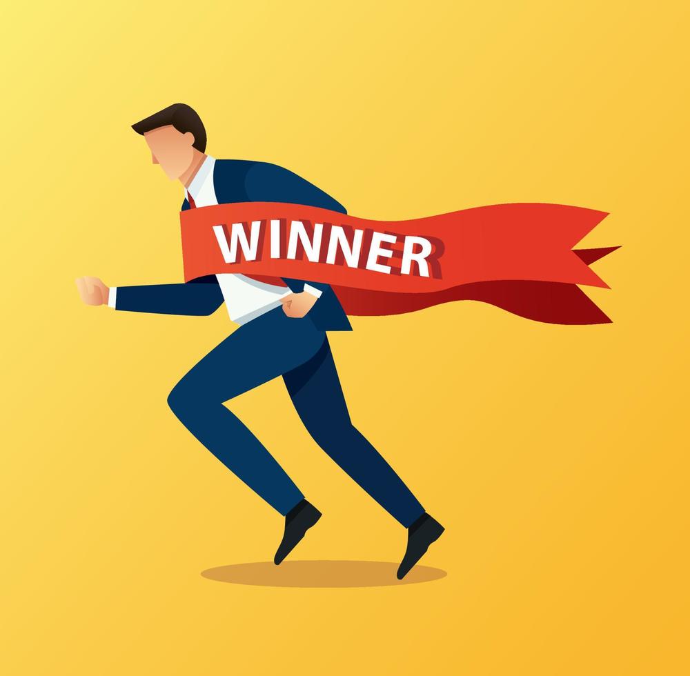 Businessman with winner banner vector illustration