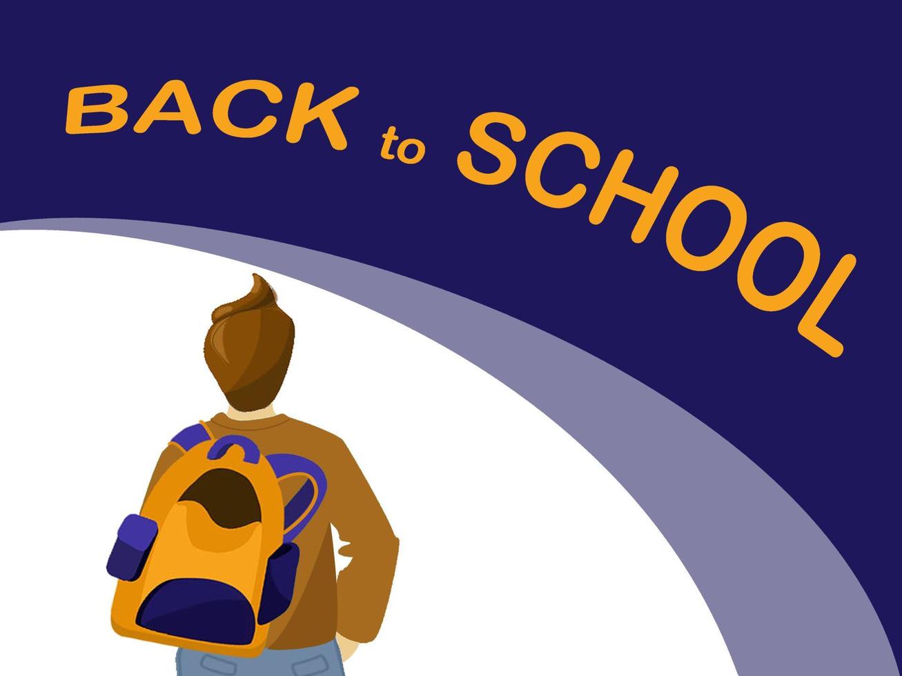 concepto de regreso a la escuela. ilustración vectorial de adolescente con mochila escolar e inscripción vector