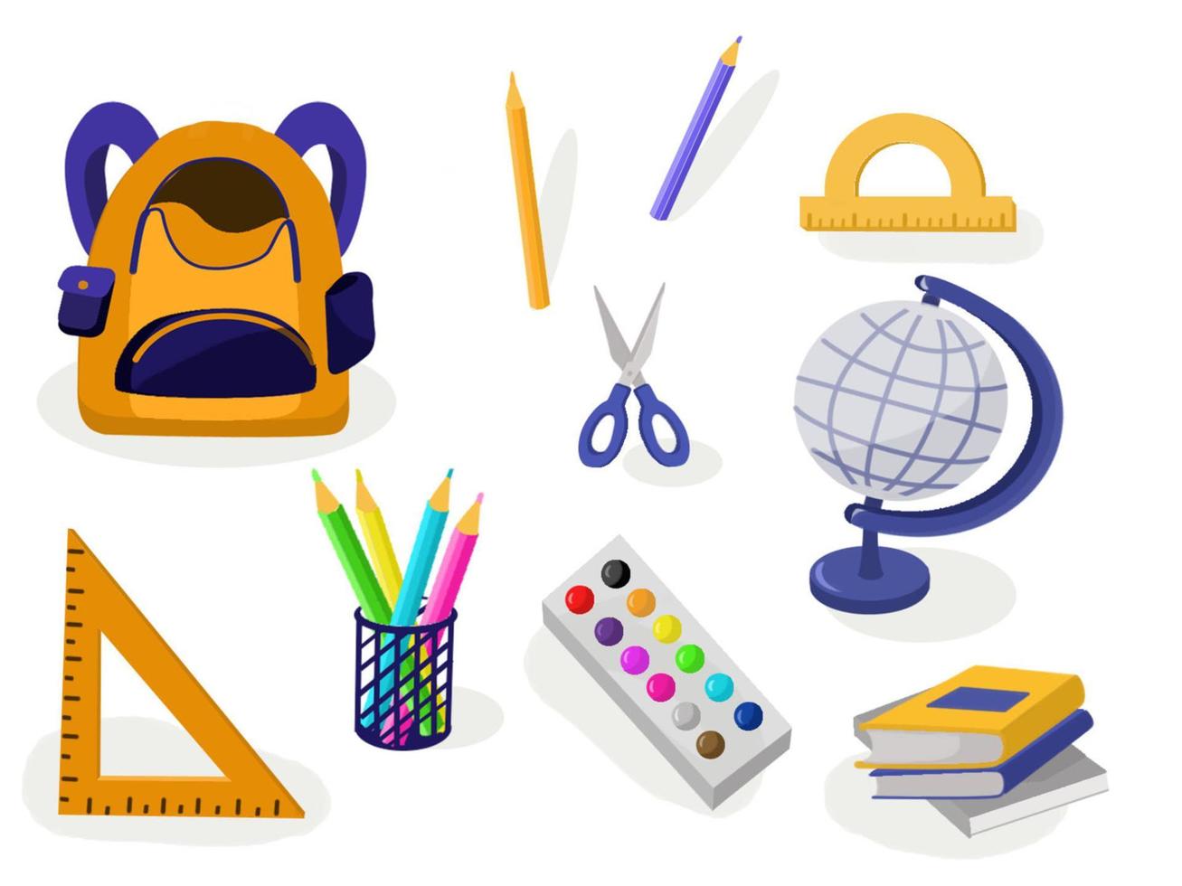 Collection of School supplies isolated vector