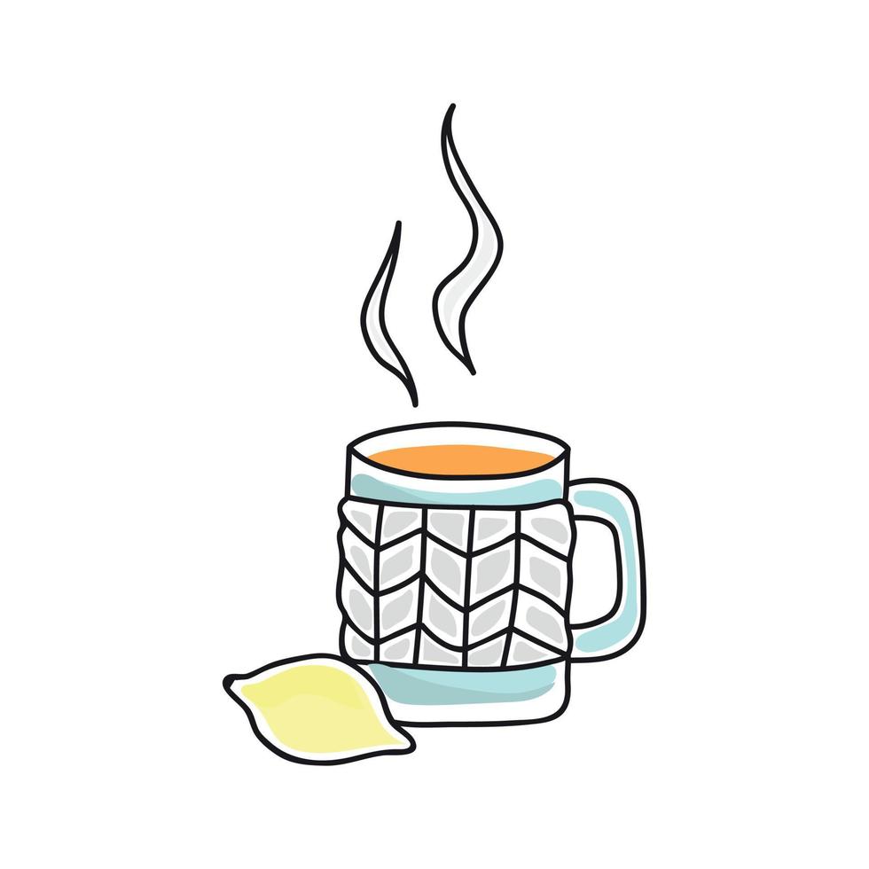 tea mug with lemon vector