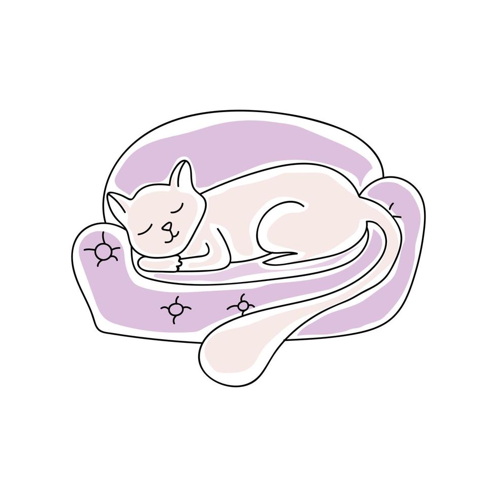 sleeping cat in doodle style vector