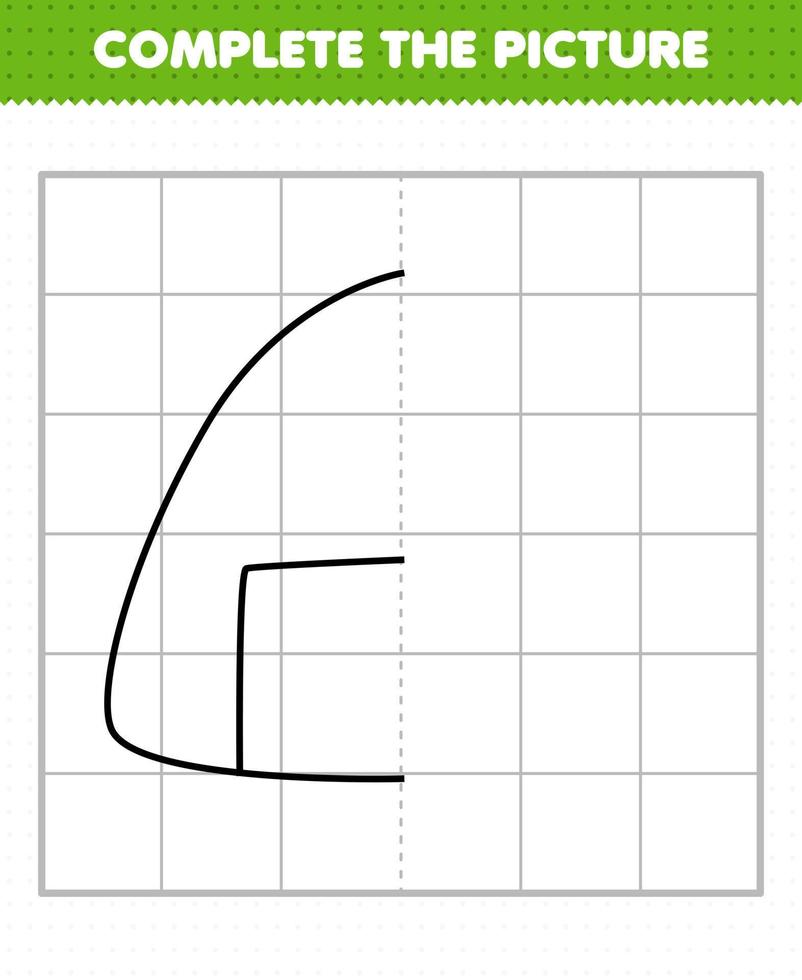 Education game for children complete the picture cartoon japanese food onigiri half outline for drawing vector