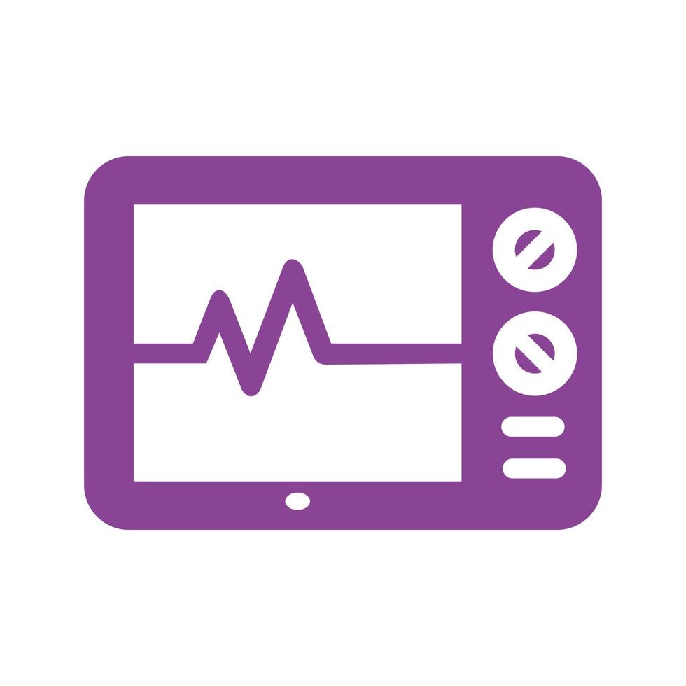 silueta de la pantalla del monitor de un monitor de salud que muestra un gráfico de frecuencia cardíaca en púrpura. recurso gráfico del dispositivo de atención médica. vector editable en formato eps10