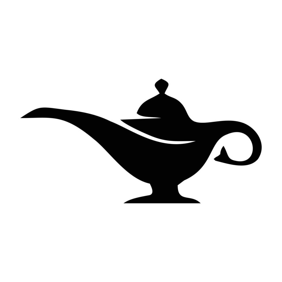 Cartoon magic lamp isolated on a white background. Silhouette of a magic lamp from an Arabic fairy tale. Editable light icon vector in eps10 format