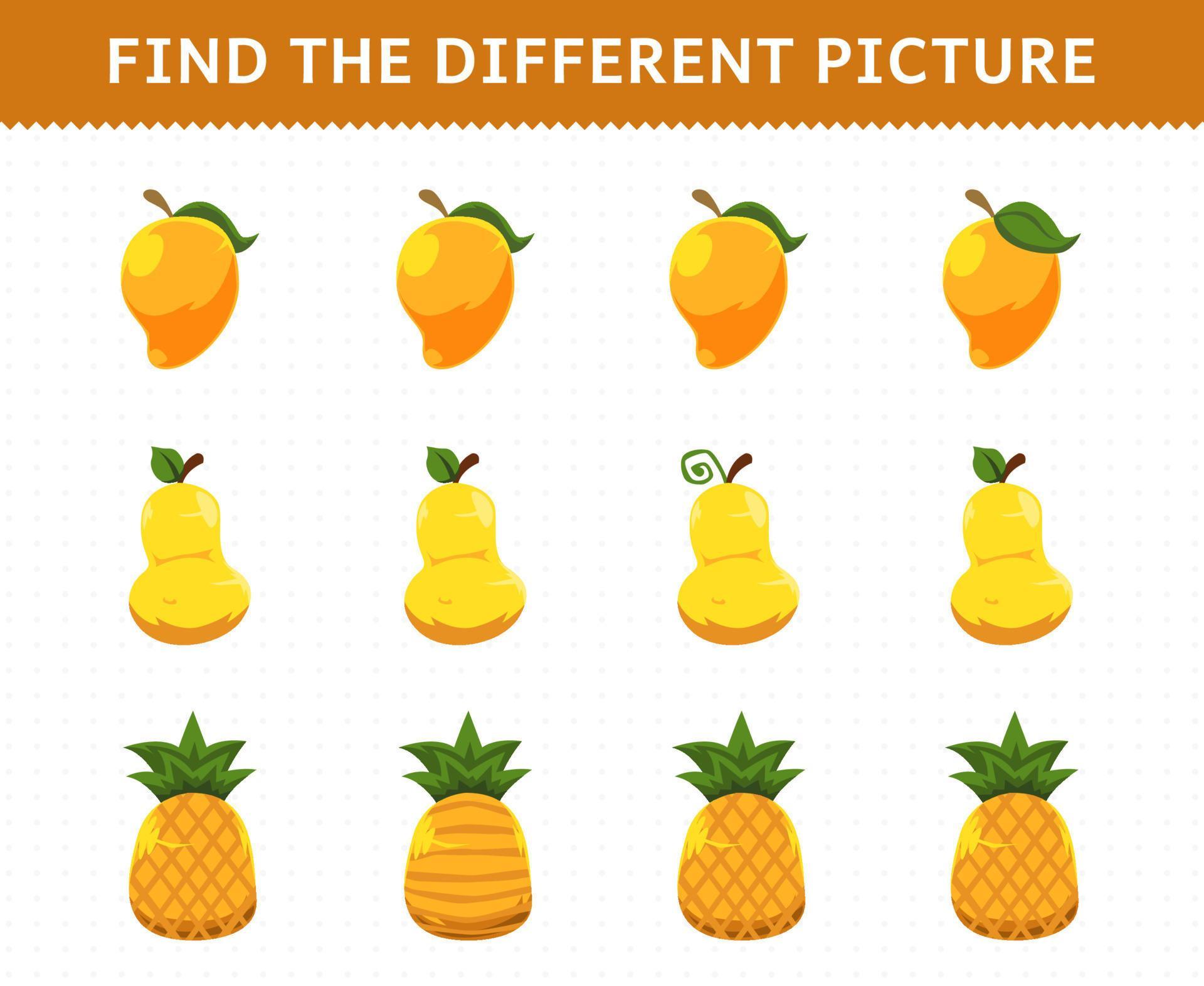 Education game for children find the different picture in each row