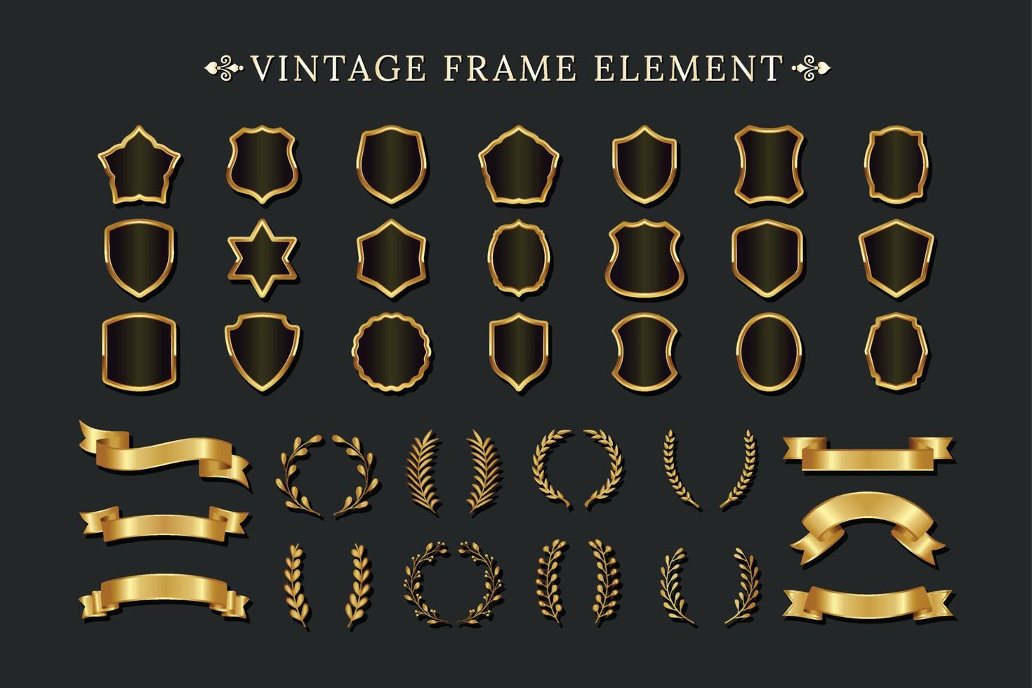 Set of vintage frame element vector