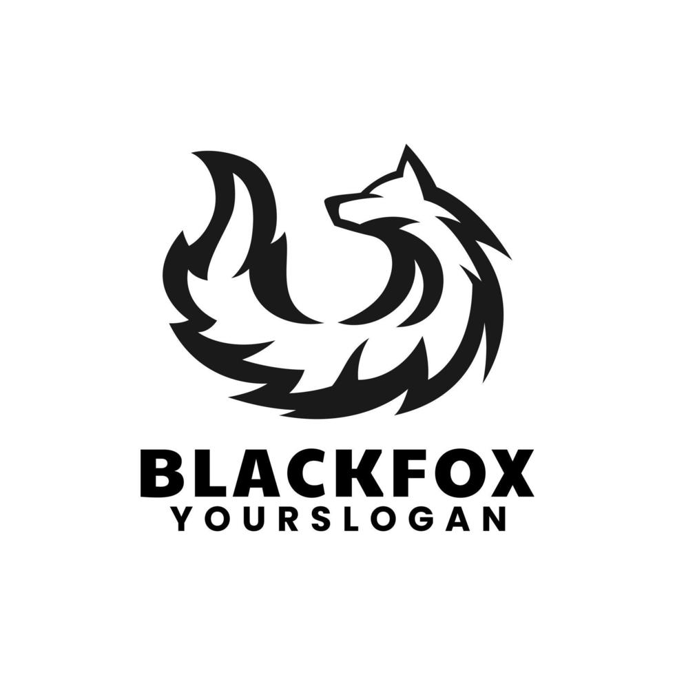 black fox logo design vector