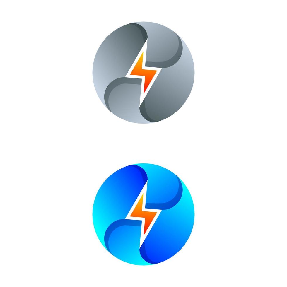circle lightning gradient logo design vector