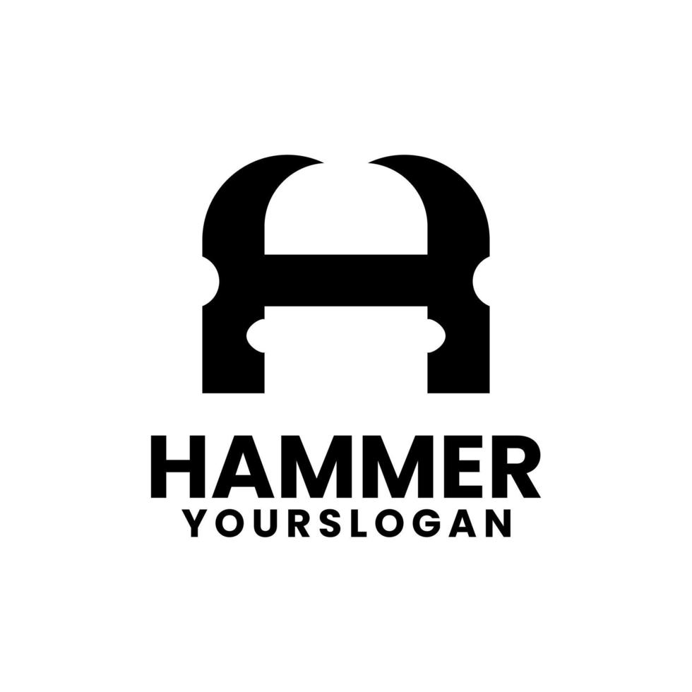 letter h hammer logo design vector