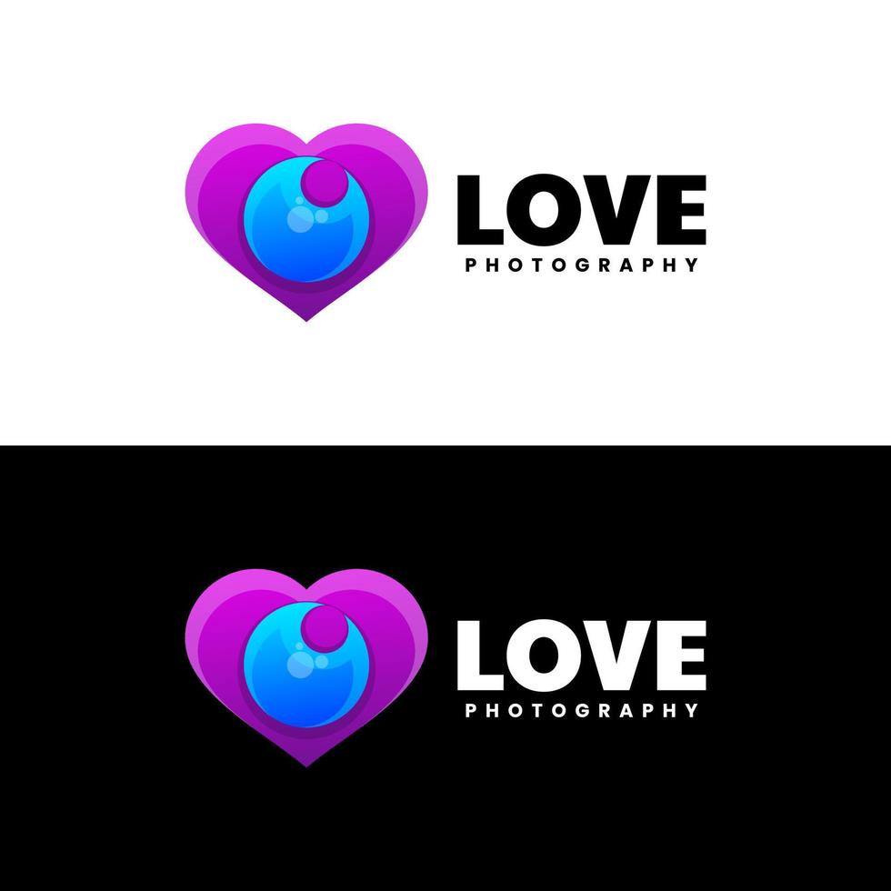 creative love camera gradient logo design vector
