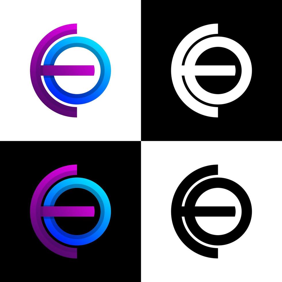 letter E and O gradient  logo design vector