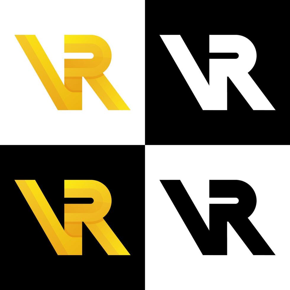 diseño de logotipo degradado de letra v y r vector