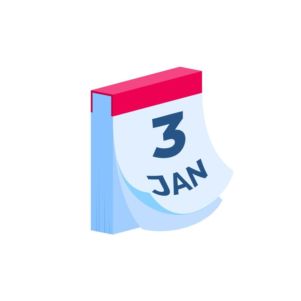 Calendar 3D Icon Flat Vector Illustration Isometric