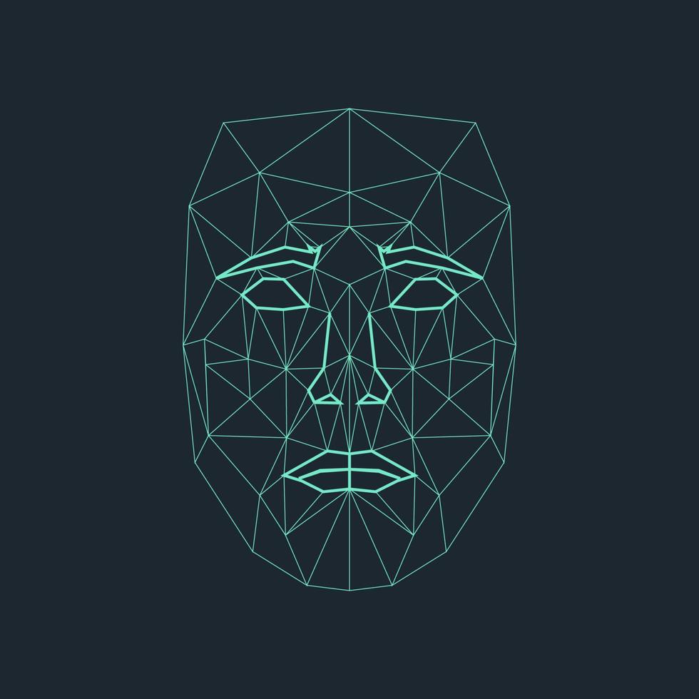 Biometric Facial Recognition Scanning Technology Icon Vector Illustration