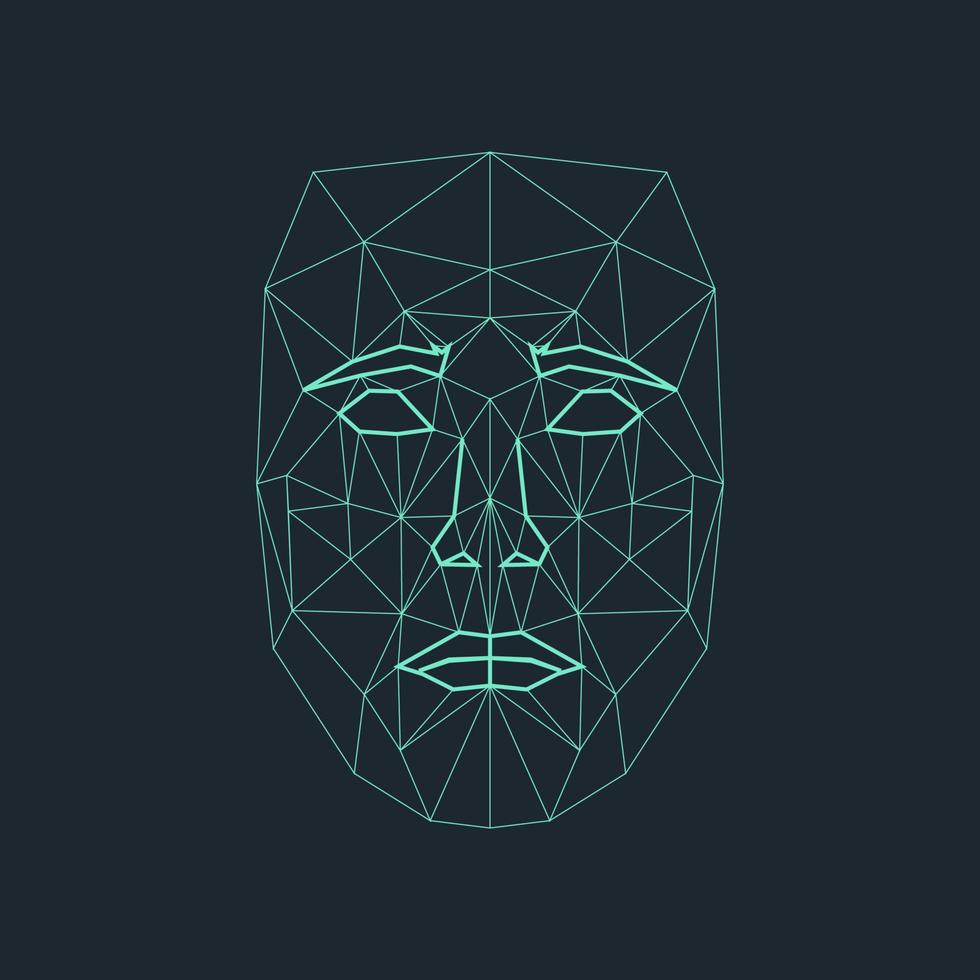 ilustración de vector de icono de tecnología de escaneo de reconocimiento facial biométrico