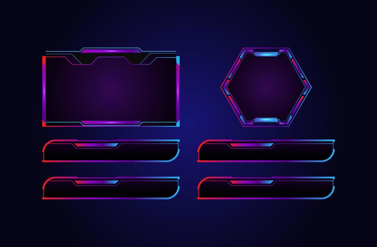 Twitch stream panels collection for gamers and border vector