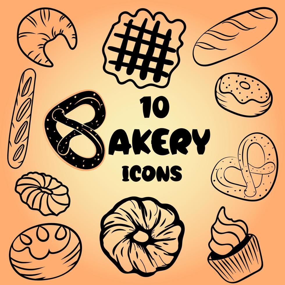 iconos de contorno de panadería vector